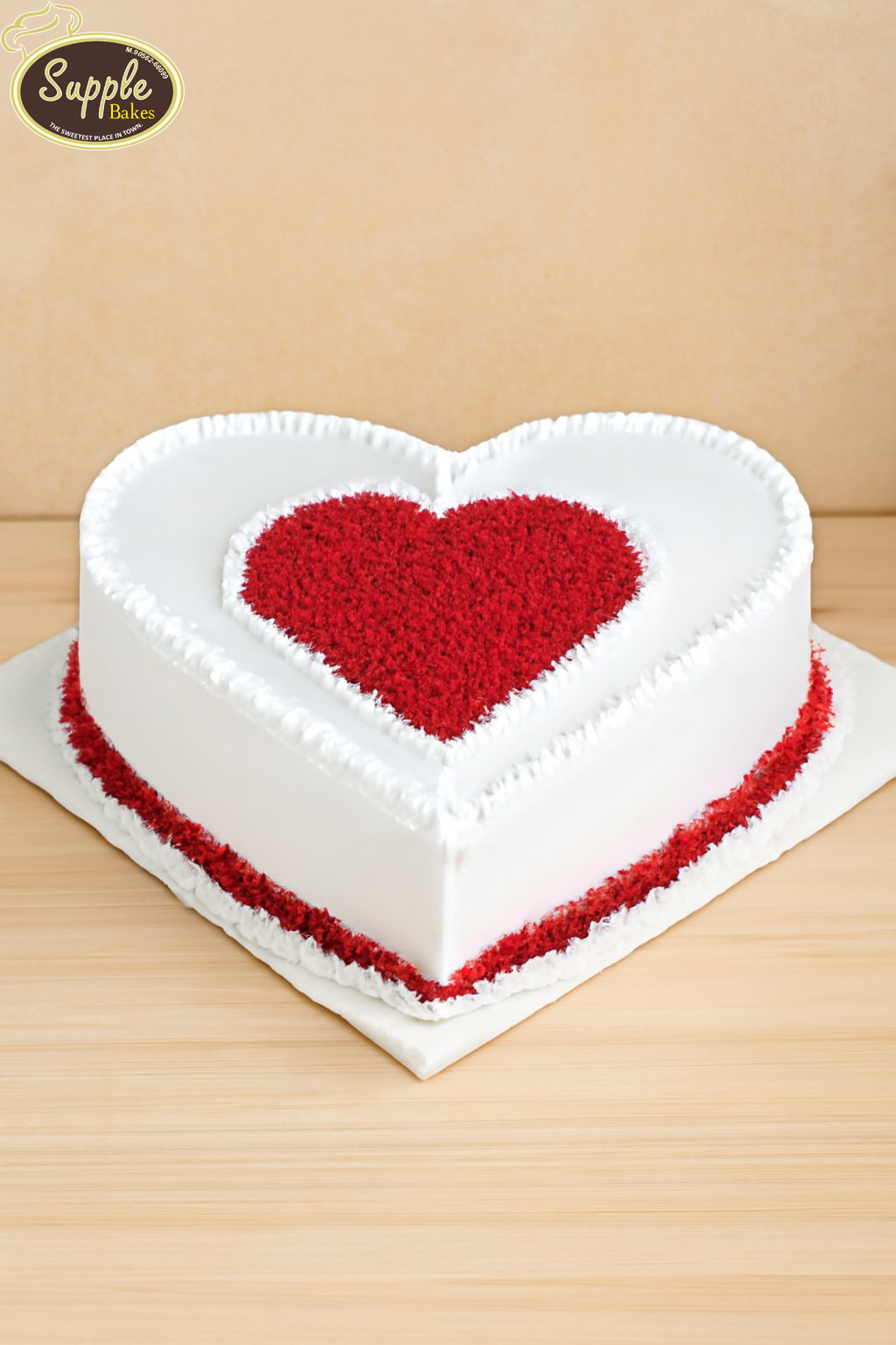 Heart-Shaped Red Velvet Design Cake