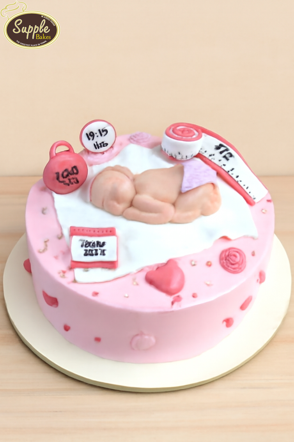 Baby Birth Details Fondant Cake