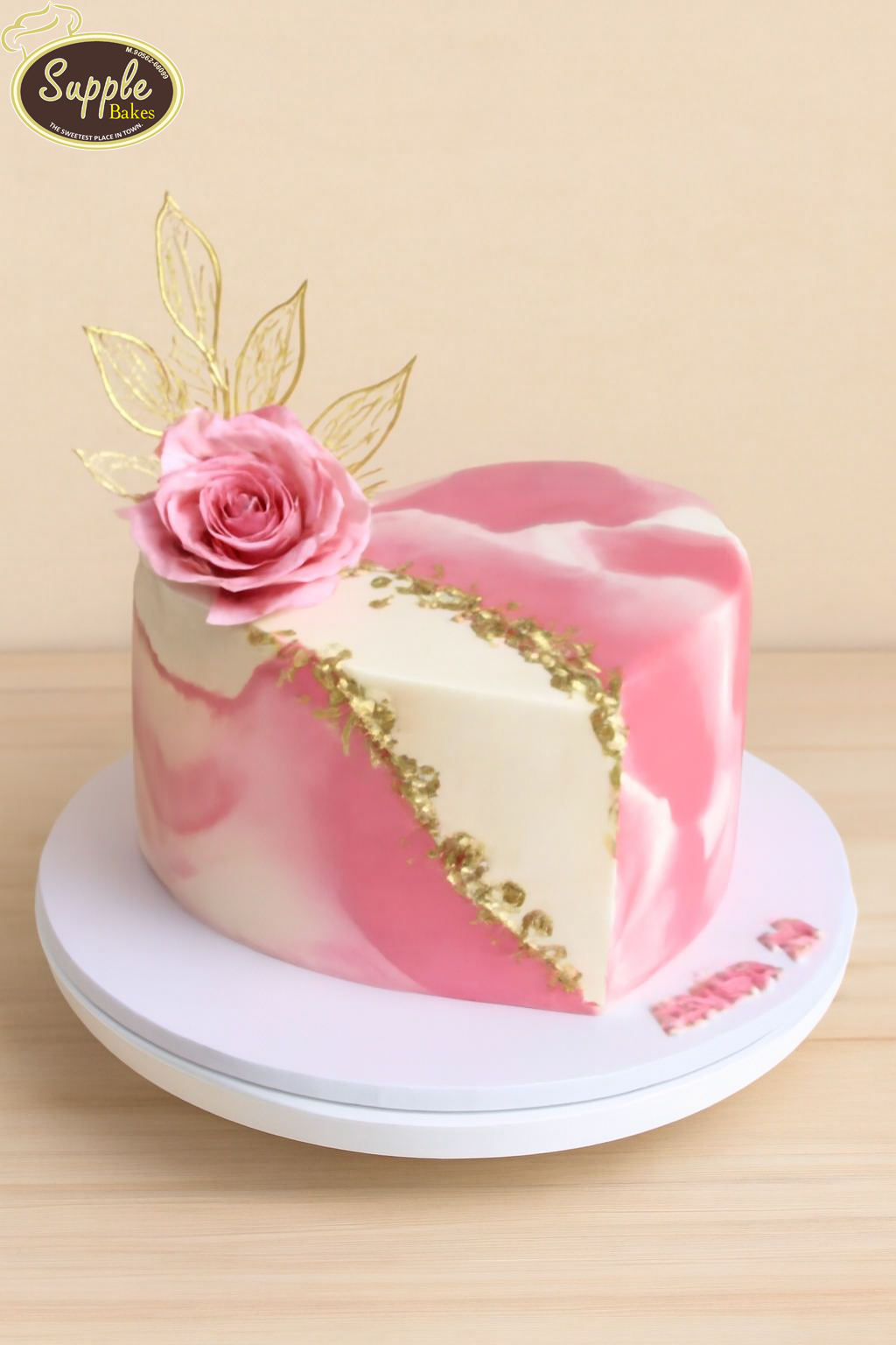 Pink Marble Heart Cake