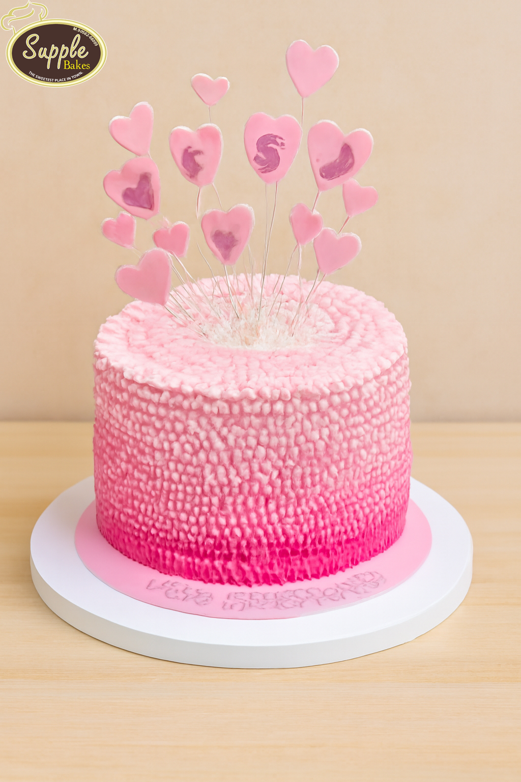Pink Hearts Celebration Cake