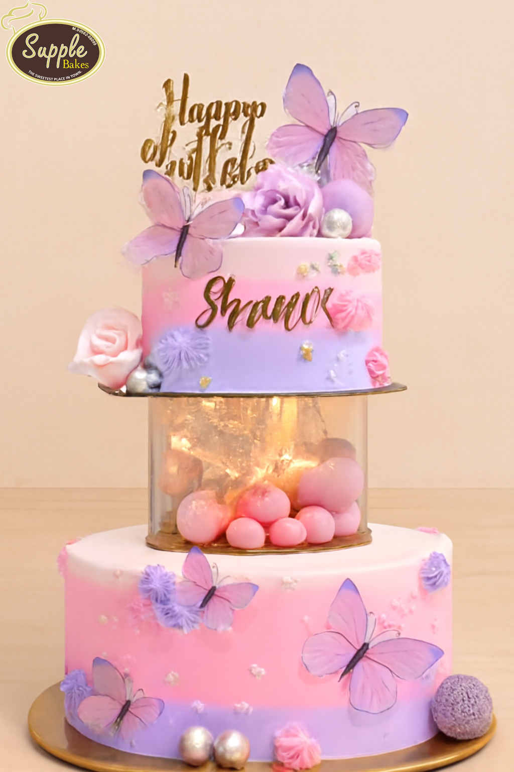 Butterfly Glow Tower Cake