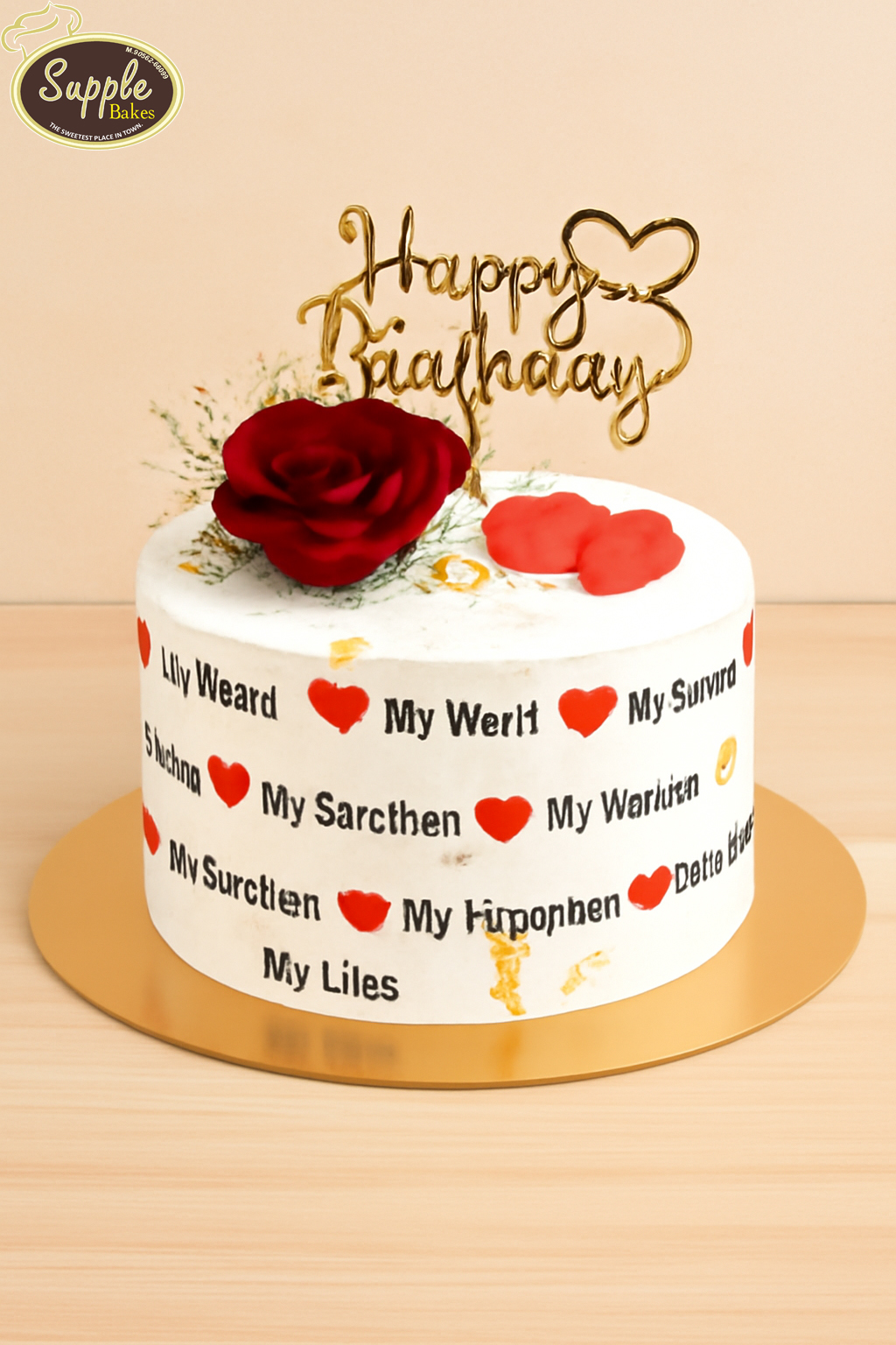 Love Words Birthday Cake