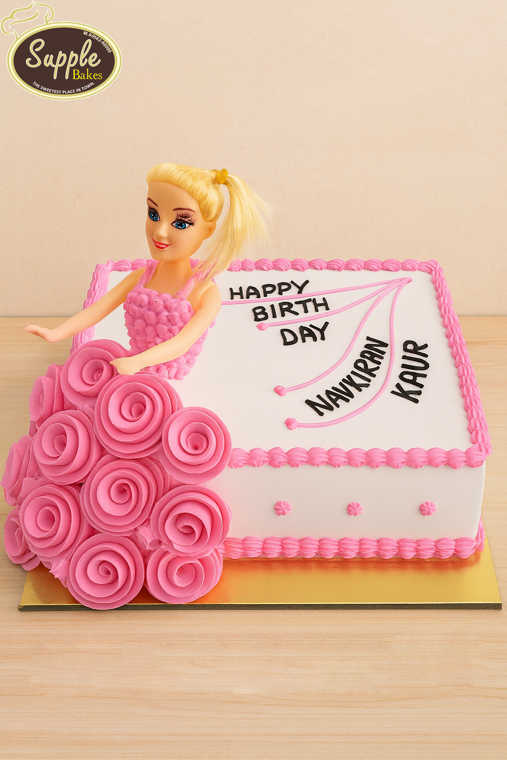 Pink Barbie Rosette Cake