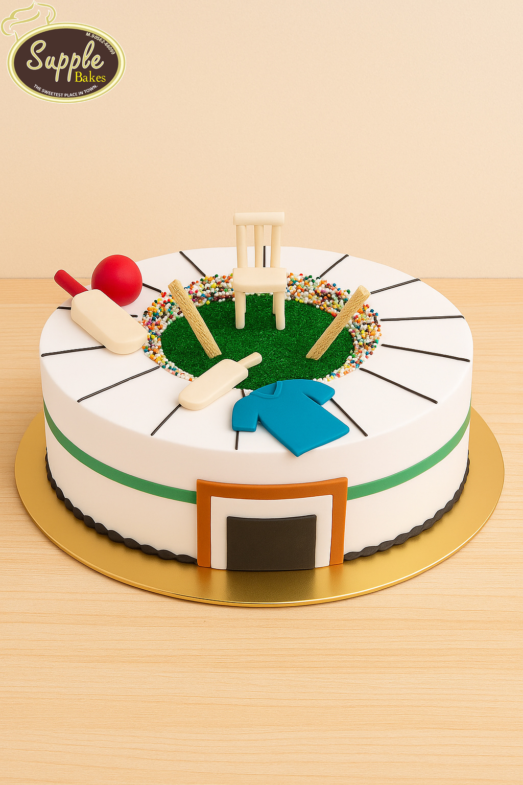 Cricket Stadium Fondant Cake