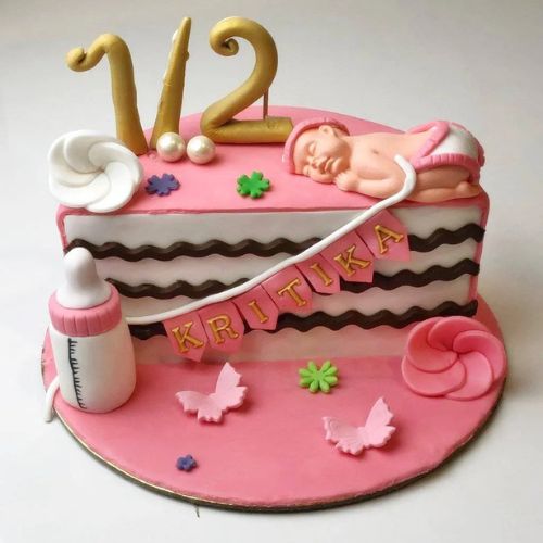 Baby Theme Half Birthday Fondant Cake