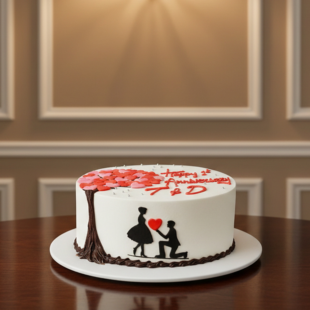 Romantic Red Rose Anniversary Cake