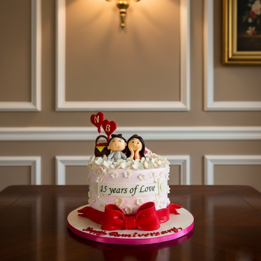 Luxury White Rose Anniversary Cake