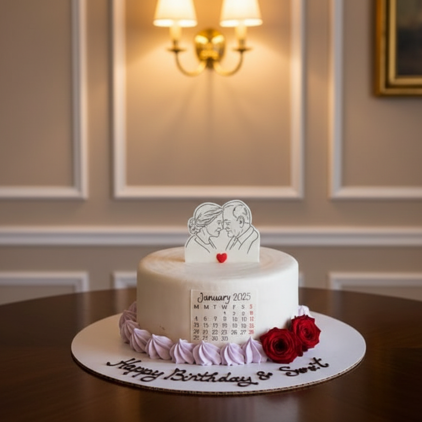 Golden Love Anniversary Cake