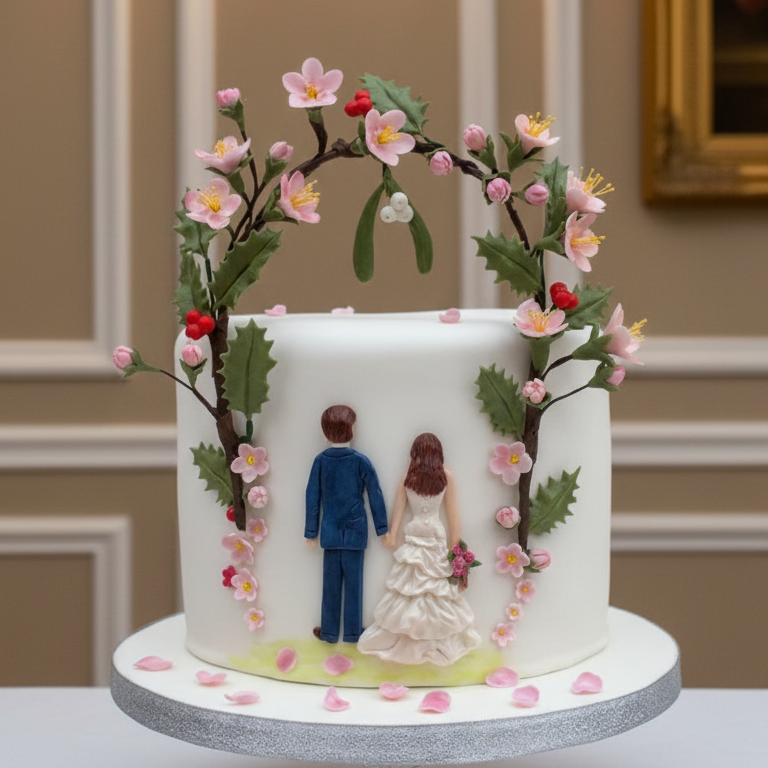 Elegant Couple Silhouette Cake