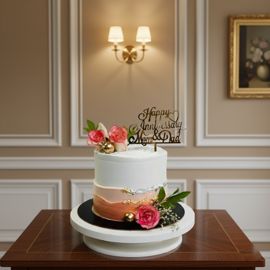 Pearl & Flower Anniversary Cake