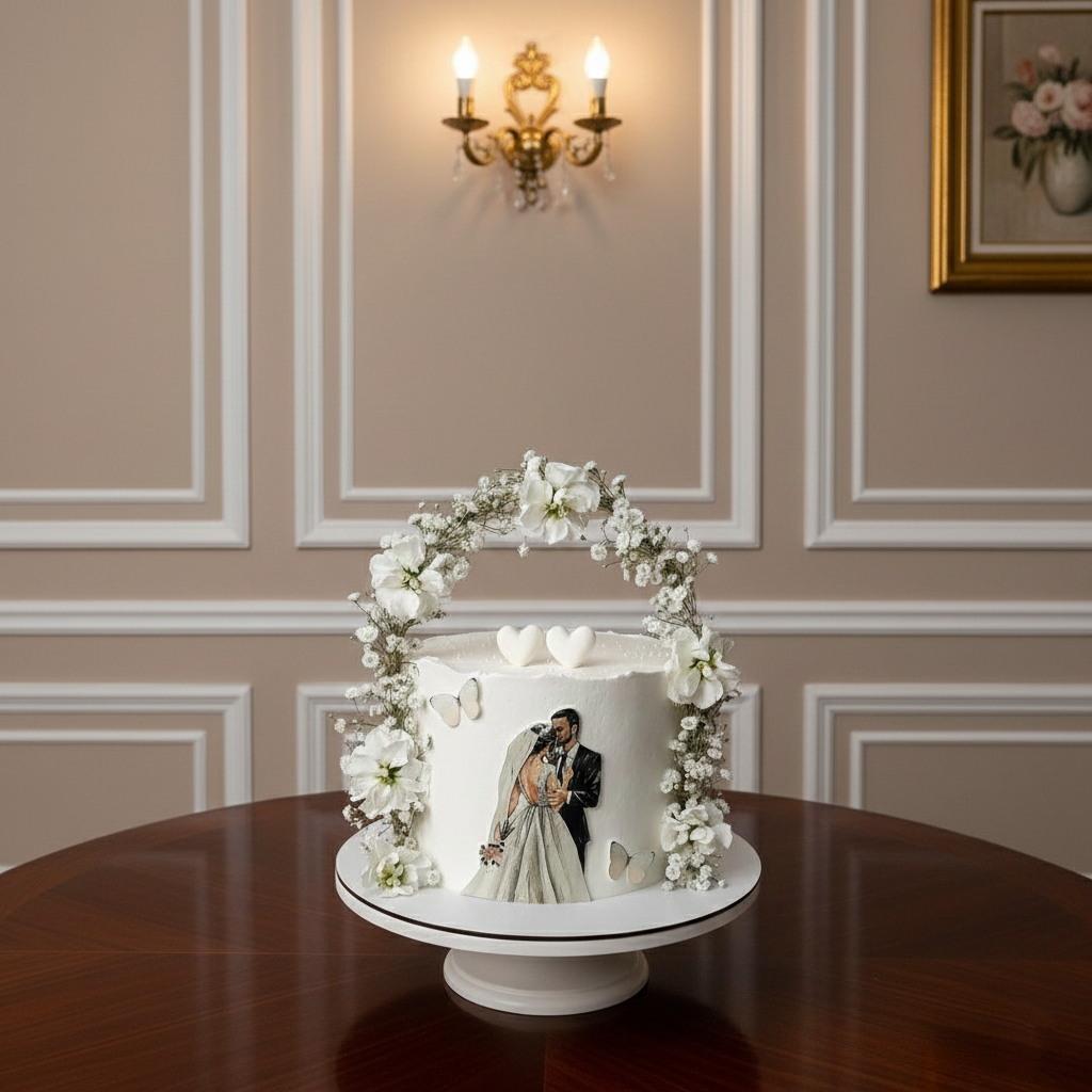 Royal White Anniversary Cake