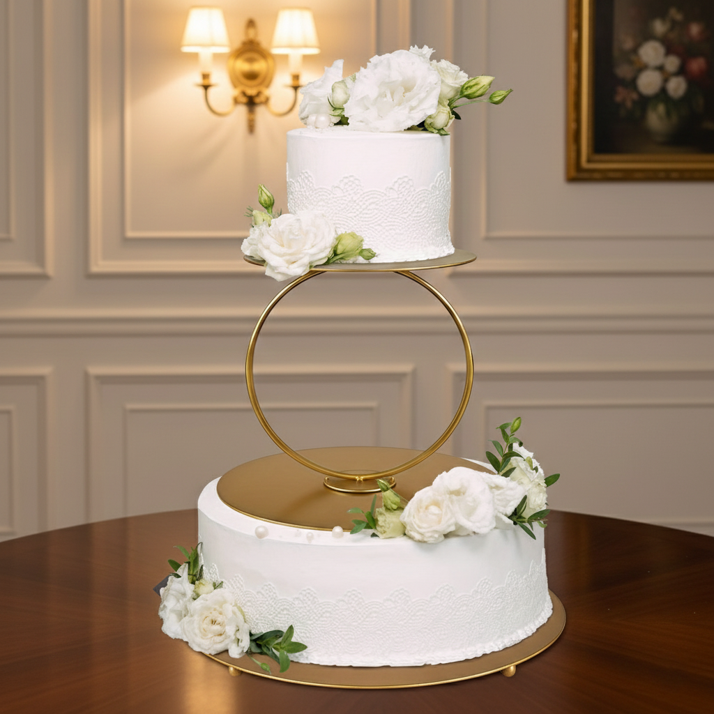 Golden Floral Wedding Cake