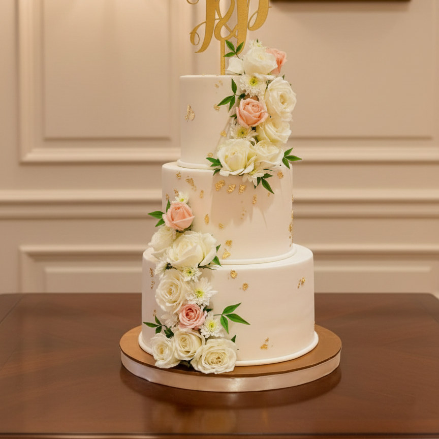 Elegant Bloom Wedding Cake