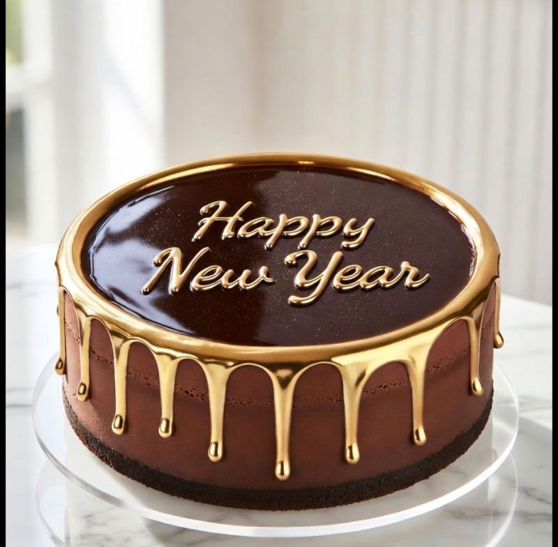 ✨ Golden New Year Chocolate Cake