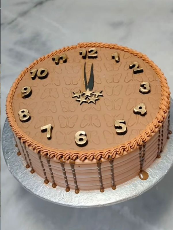 Midnight New Year Celebration Clock Cake