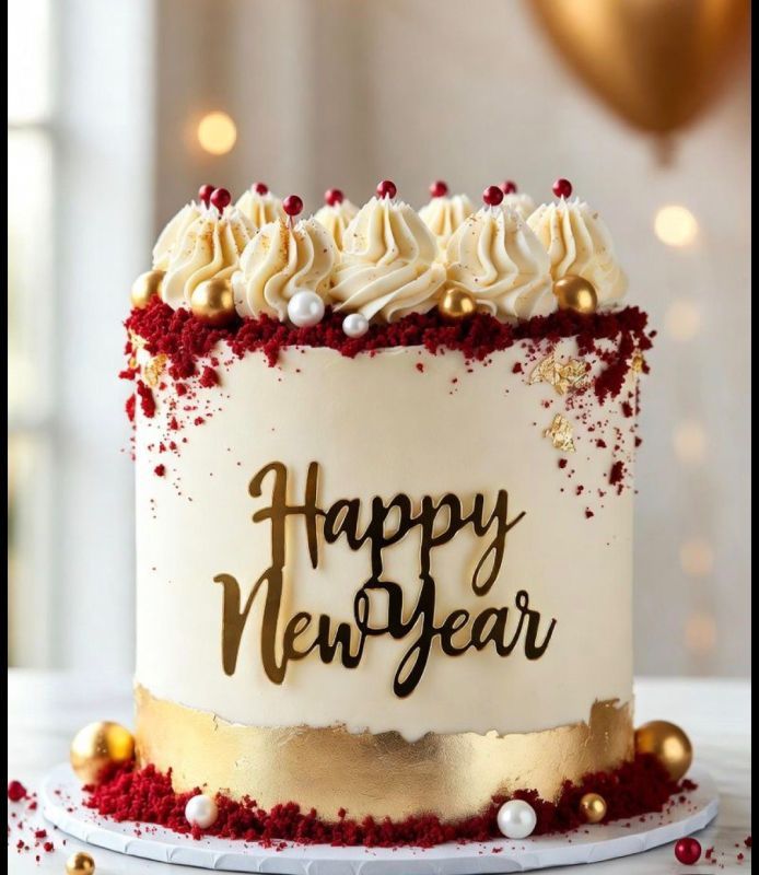✨ Golden Red Velvet New Year Cake ✨