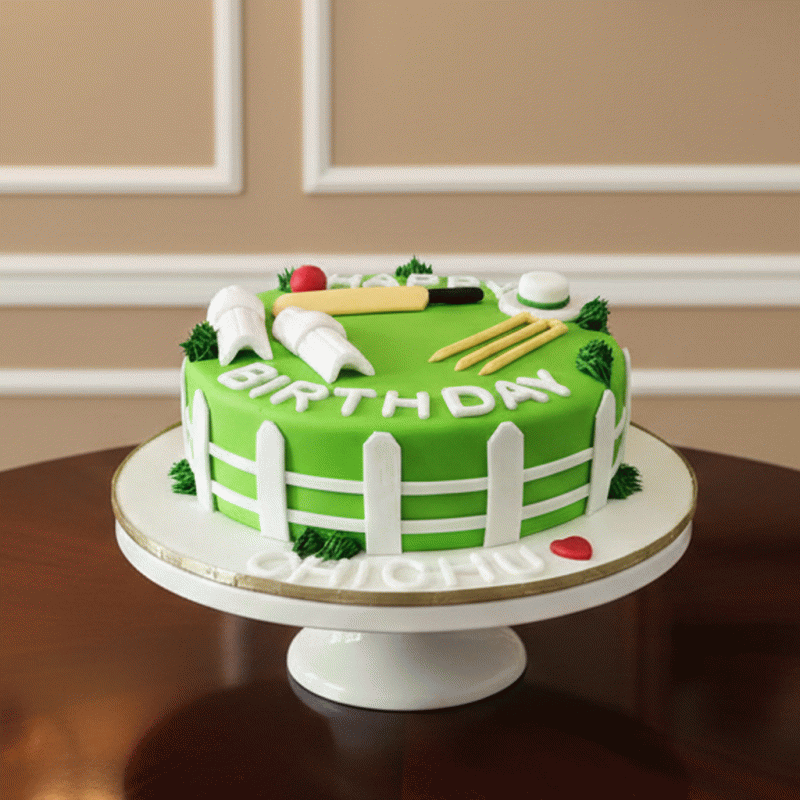 Personalised Cricket Theme Birthday Cake