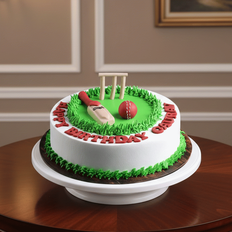 Cricket Pitch Theme Birthday Cake