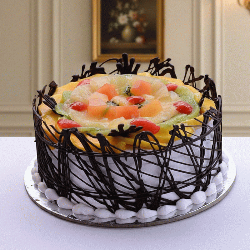 Tropical Fresh Fruit Celebration Cake