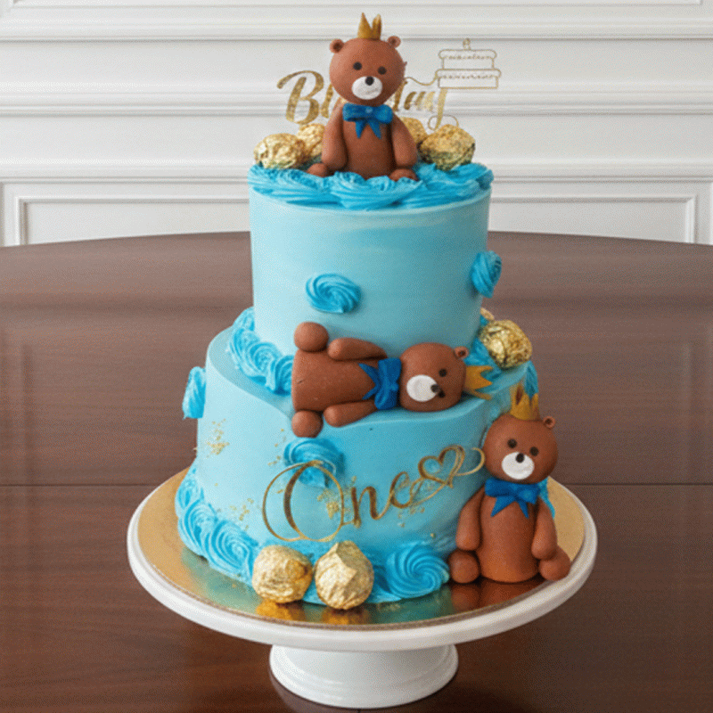 Sweet Teddy First Birthday Cake